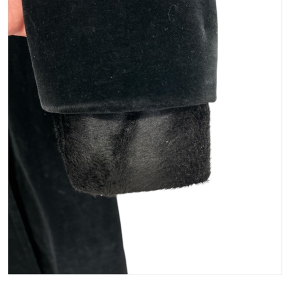 VTG Brittany Bay by Bernard Casual Women S Black Velvet Maxi Trench Coat Witchy - Picture 5 of 14